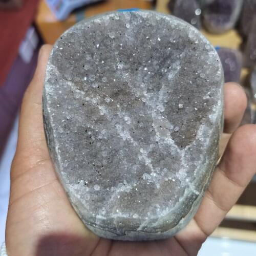 300g-950g 1 piece Natural amethyst geode cluster from uruguary top quality dark purple amethyst large crystal stone Quartz decor