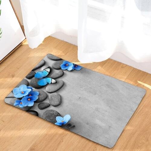 3D Printing Flowers, Birds, Butterflies Toilet Non-Slip Mat Bath Mat Plant leaves Toilet Bath Rug Accessories for Bathroom Decor