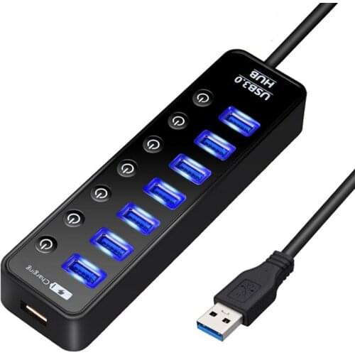 4 7 Port USB 3.0 Hub Splitter USB Hub 3.0 with Individual Power Switches LED Indicator EU US AU UK Power Adapter for MacBook Air