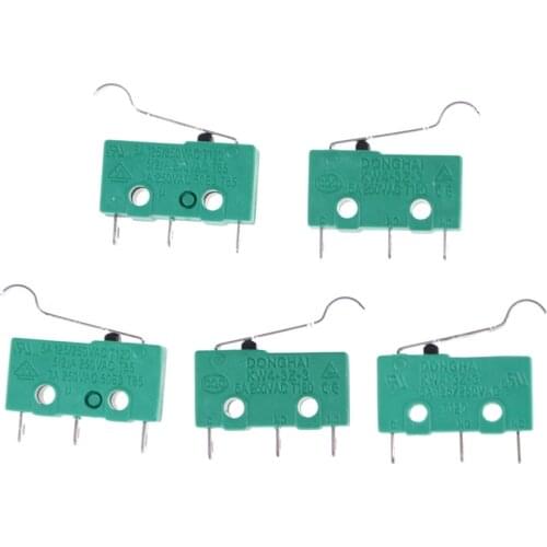 5pcs 3 Pins Micro Touch Switches NO+NC 5A 125VAC 250VAC Mini Limit Switch Micro Switch Microswitches With Hinge Lever