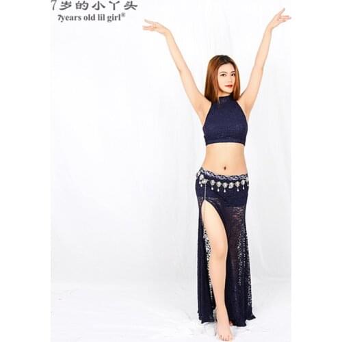 7years Old Lil Girl 2021 New Belly Dance Costumes Lace Top+Skirt 2pcs Suit For Women Exercise CBB05