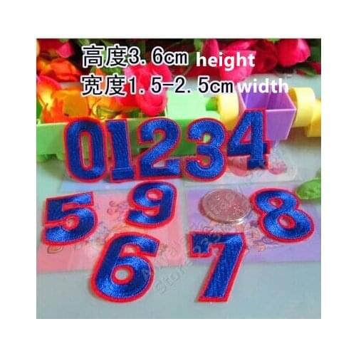 1 pcs Blue and Red Numbers embroidered iron on patches cloth accessories popular clothing bag hat shoe decor Patches BX Applique