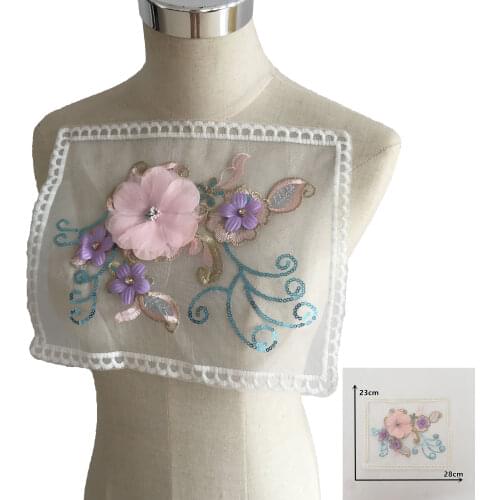 1 piece of decorative rhinestone applique sequin embroidery 3D three-dimensional flower sewing DIY clothing accessories for sale