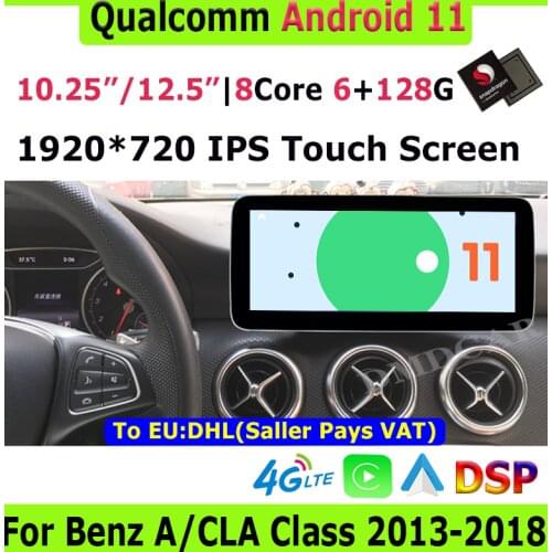 10.25" Snapdragon CPU 4+64G Android 10 Car Multimedia Player GPS Radio for Mercedes Benz A W176 CLA C117 X117 GLA X156 2013-2018
