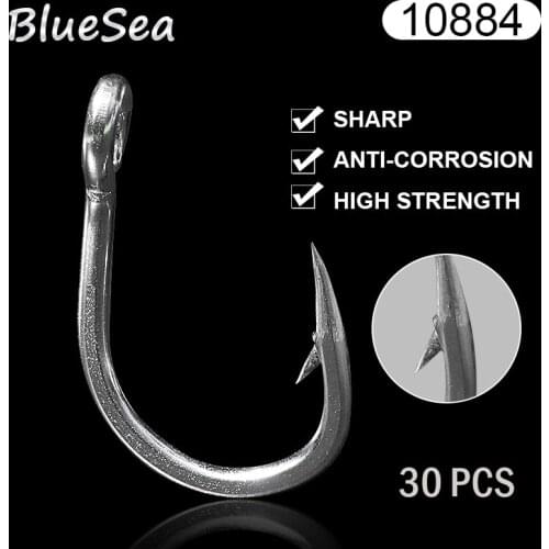 BlueSea 10884 30 Pcs/Pack Stainless Steel Triple Fishing Hooks Live Bait Weighted Fishing Hook Tuna Bait Circle Fish Hooks