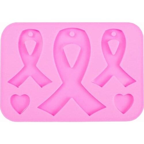 AIDS Cancer Awareness Bow Keychains Resin Mold Silicone Red Ribbon Bow Mold Tool Dropshipping