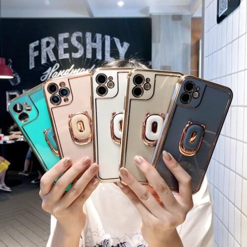 Electroplated Ring Stand Case for iPhone 12 Pro Max Back Phone Cover for 12 Mini 11 Pro Max X XS XR 8 7 Plus SE 2020 Capa