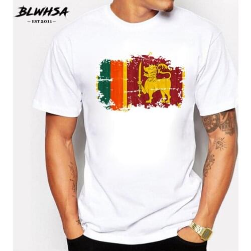 BLWHSA Excellent Quality Pure Cotton T Shirt Men Casual Basic Mens T-shirts Sri Lanka National Flag Nostalgic Style Tee Top