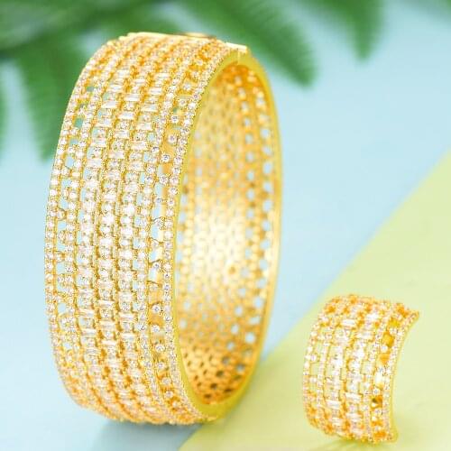 GODKI 2019 Charms Cubic Zircon All Over Full Bangle Ring 2PCS Jewelry Sets For Women Brand Nigerian Dubai Wedding Jewelry Sets