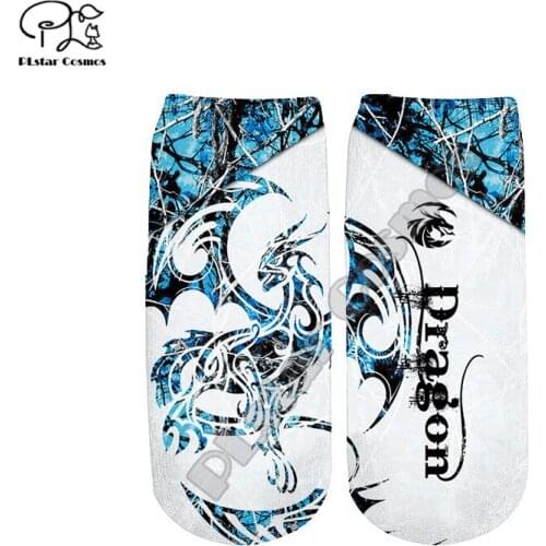 PLstar Cosmos Amazing Dragon Totem 3D Printed Cotton Socks Colorful Brand Warm Animal Short Ankle Unisex Fashion Casual Sock K5