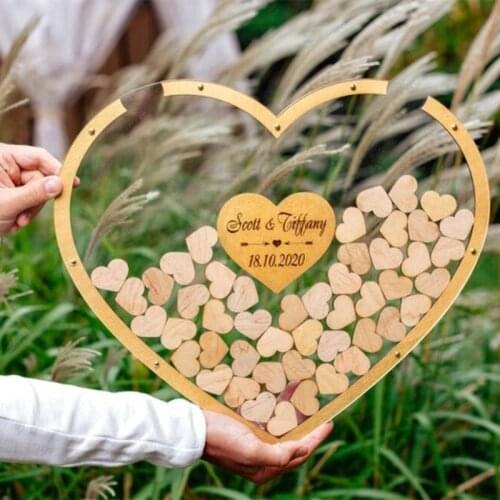 Custom Heart Transparent Wedding guest book sign in book alternative personalize engagement Drop top baby shower guestbook