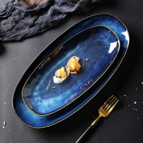 Ceramic Sushi Plate Fish Fruit Dish Food Tray Food Serving Plate Snack Plate For Home Restaurant Hotel