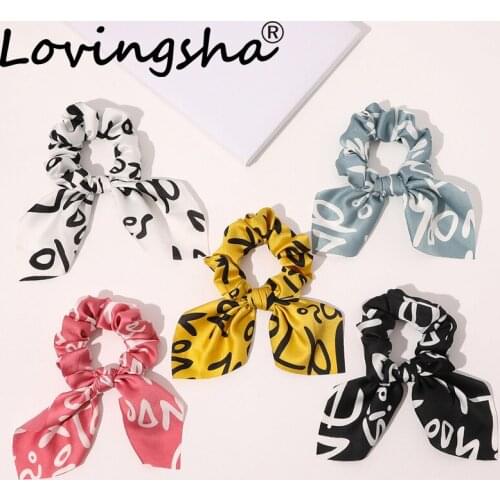 LOVINGSHA Ribbon Hair Accessories Women Letters Hair Tie Ladies Brand Scrunchies Ponytail Hair Female Girl Holder Rope FC257