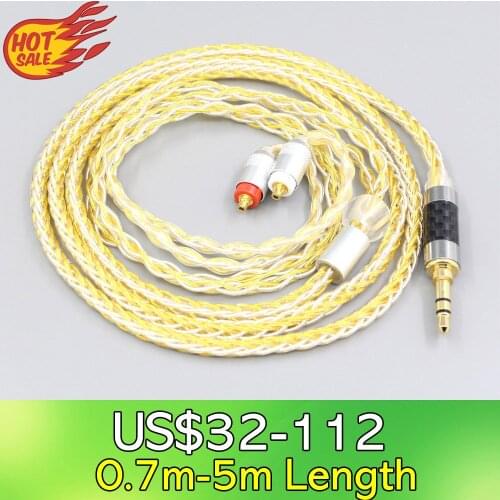 LN007294 8 Core OCC Silver Gold Plated Braided Earphone Cable For Sony XBA-H2 XBA-H3 XBA-Z5 xba-A3 xba-A2