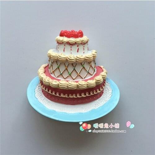 Birthday cake food afternoon tea resin fridge magnet creative three-dimensional magnetic stickers