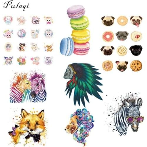 Pulaqi Cute Cartoon Heat Transfer Vinyl Iron On Patches Clothes Stickers For Clothes Sweater DIY Thermal Transfer Sticker A