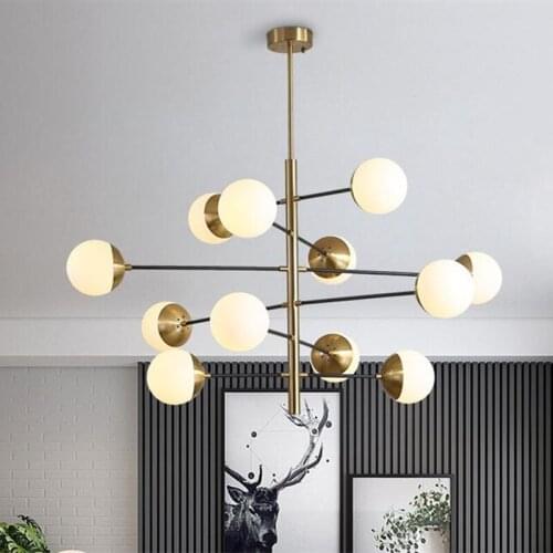 Minimalist Gold Pendant Lamp For Kitchen Bar Dining table light Designer Replica Ball Lamp Indoor Round glass bubble chandelier