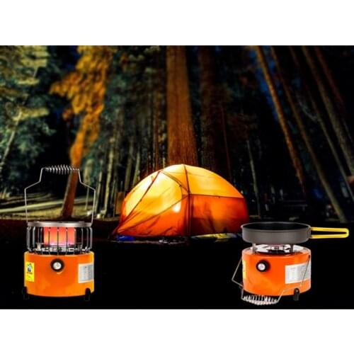 2 in 1 Multiuse Mini Outdoor Gas Heater Cooker Stove BBQ Grill 2KW Manual Ignition Gas Heater for Outdoor Picnic Hiking