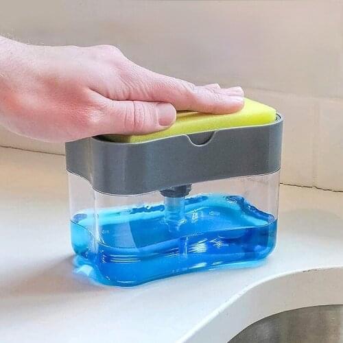 Soap Dispenser Pump With Sponge Manual Press Cleaning Liquid Dispenser Container Manual Press Soap Organizer Kitchen Tool