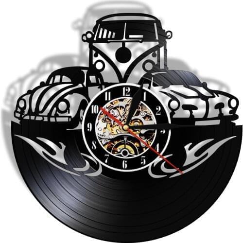Retro Car Custom Vinyl Record Wall Clock Personalized With Your Car Store Name Logo Wall Clock Modern Design Car Shop Decoration