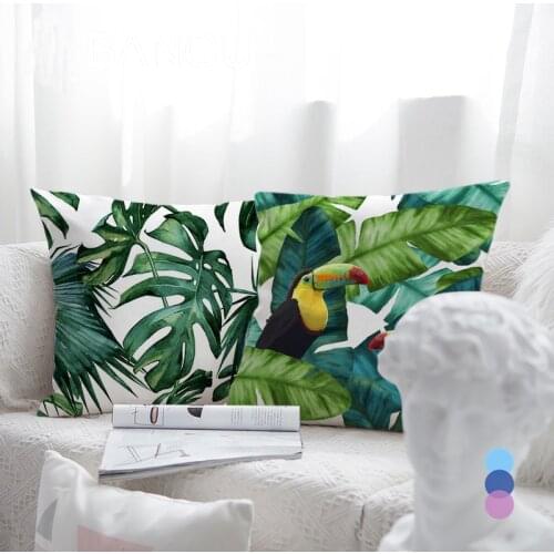 Cushion Cover Outdoor Pillow Cover Rainfore Tropical Throw Pillows For Living Room Funda Cojin 45*45 Green Farmhouse Decor