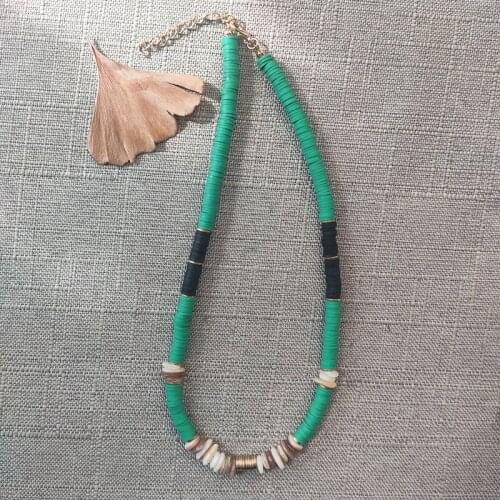 Boho green clay necklace mens ethnic style neck accessories fashionable simple 2020 summer trend beach choker women’s gifts