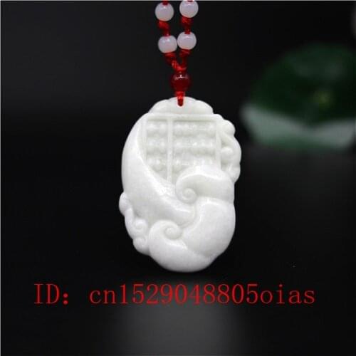 Natural White Chines Jade Ruyi Pendant Necklace Charm Jewellery Fashion Accessories Carved Amulet Gifts for Women Men