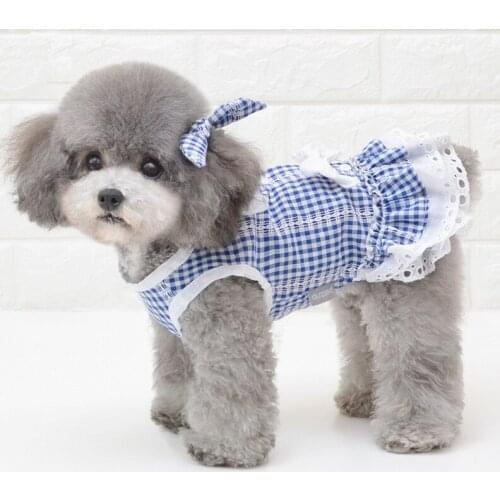 Pet Dog Dress Plaid Style Summer Pet Clothes Black Blue Color Dog Skirt Puppy Clothes for Dogs S-XXL Sizes