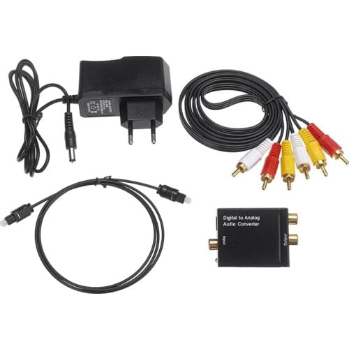 Pohiks Digital to Analog Audio Converter Adapter Set 5V 1A Digital Toslink / SPDIF Power Supply Cinch Cable Audio Accessories