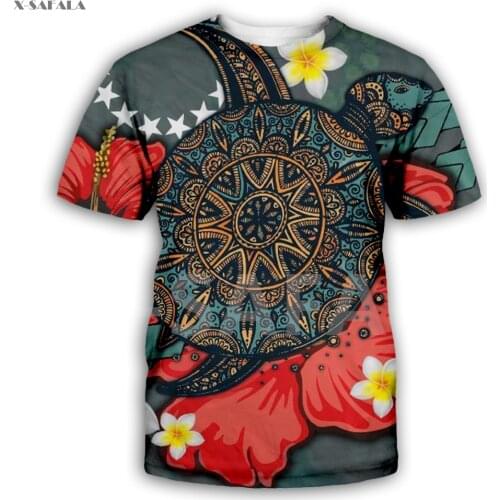 Polynesian Hawaii Tree Flower Map Pattern 3D Fashion All Over Printed Round Neck T-Shirt Men Women Harajuku Casual Tee