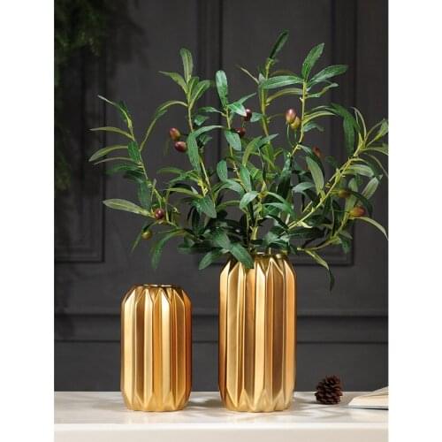 Simple Modern Ceramic Golden Vase Plating Process Dried Flower Arrangement Vase Plant Pot Home Decoration Accessories