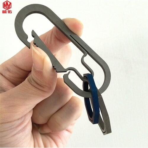 1PCS Titanium Alloy Spring Buckle EDC Keychain Outdoor Backpack Buckle Mini Carabiner