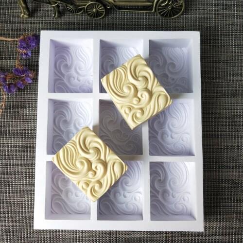 PRZY New silicone soap mold 9-cavities square ripple mold for soap making moulds resin clay molds