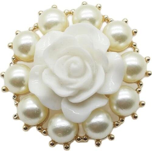 10pcs/lot Gold Base Rhinestone Pearl Flower Hair Embellishments Buttons Hairbow Center Decoration DIY Crafts Jewelry Accessories