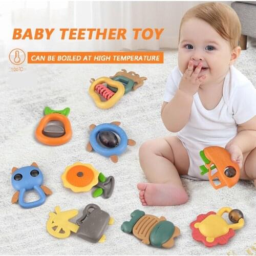 6-10pc/Set Colorful Montessori Toys Teething Kids Educational Crib Baby Teether Toy for Baby Boy Girl Newborn Gifts Play Games