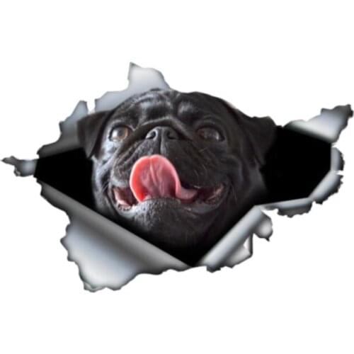 Lifelike Car Sticker 3D Pet Black Pug Animal Accessories Car Window Cover Scratches PVC 13cm X 9cm Car Styling