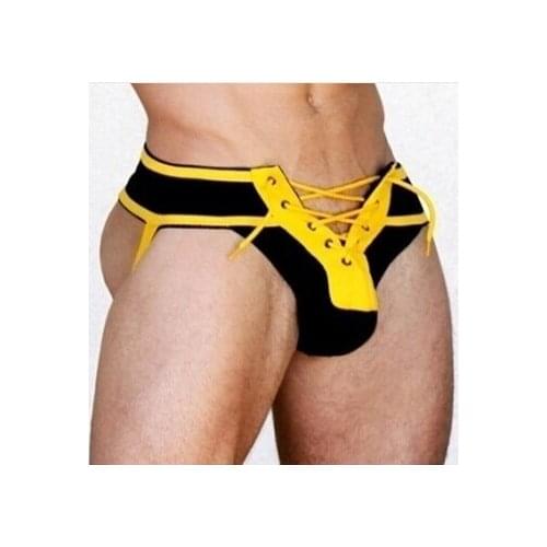 Sexy Costumes TM Thongs Mens Footballer Lace Up Jockstrap,3.15" Waistband Front Lacing,Gay String Open Underwear,US Size S~XL