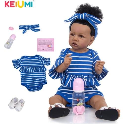KEIUMI Lovely Baby Reborn Silicone Full Body Girl Doll 23 Inch Vinyl Body Reborn Doll DIY Toy For Girls Birthday Gift Playmate