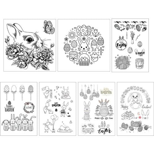 7 Styles Happy Easter DIY Silicone Clear Stamp Cling Seal Scrapbook Embossing Album Decor Craft Drop Shipping