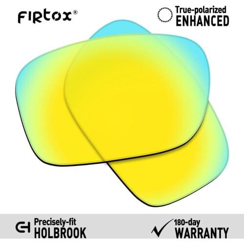 Firtox True UV400 Polarized Lenses Replacement for-Oakley Holbrook OO9102 Sunglasses (Compatiable Lens Only) - 24K Gold Mirror