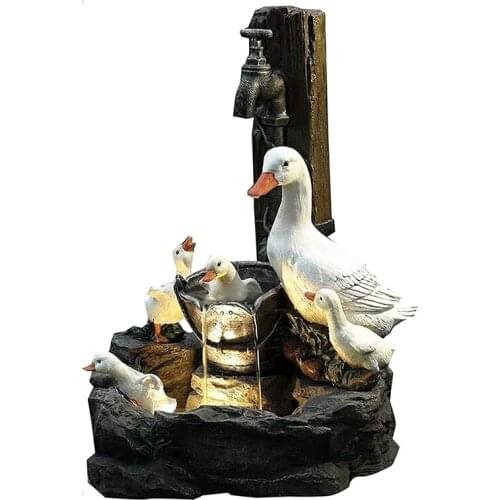 Duck Pressure Water Statue Outdoor Creative Resin Fountain Courtyard Decoration Used for Garden Courtyard Decoration