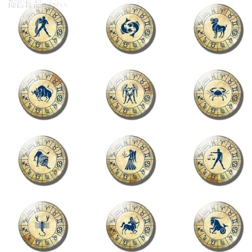 12 Constellations Photo 25mm Glass Cabochon for Handmade Zodiac Sign Pendant Jewelry Craft Supplies 12pcs/lot Wholesale