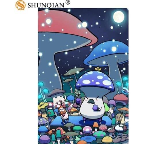 Fantasy Mushroom Canvas Poster Home Decor Custom Cloth Posters 20X30cm,27X40cm,30X45cm Best Gift DIY Fabric Posters
