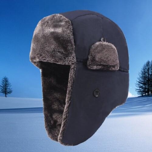 Unisex Windproof Snow Caps Female Winter Hats Russian Hat Trapper Bomber Warm Ear Flaps Ski Hat Cap Headwear For Men Women