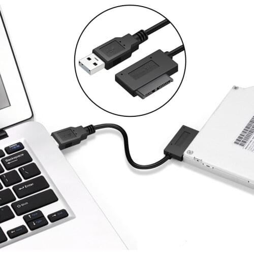 USB Adapter PC 6P 7P CD DVD Rom SATA To USB 2.0 Converter Slimline Sata 13 Pin Adapter Drive Cable For PC Laptop Notebook