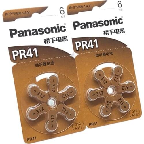 102pcs/lot New Original Battery For Panasonic PR41 Hearing Aid 312 Deaf-aid Cochlear Button Cell Batteries Audiphone 7.9mm*3.6mm