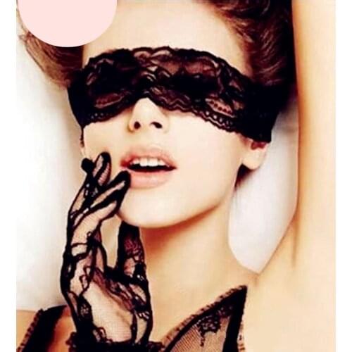 2020 Fashion Halloween Sexy Suit Blinder Black Lace Hollow Blindfold Sex Accessories Adult Game Party Queen Mask Gloves