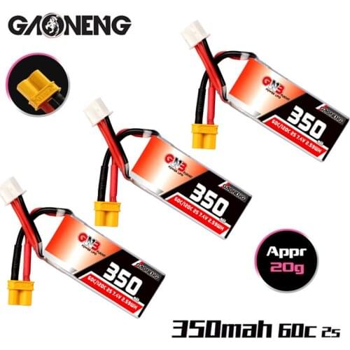 3PCS/Set Gaoneng Gnb 7.4V 60C/120C HV Lipo Battery 350Mah 2S With XT30 Plug For Beta75X Rc Drone Fpv racing Battery