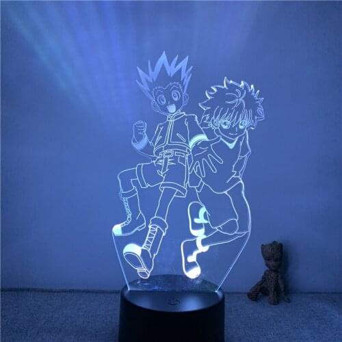 3D Nightlight Anime Hunter X Hunter Gon Friend Killua Action Figure 7 Colors Touch Optical Illusion Table Lamp Gift Decor Model