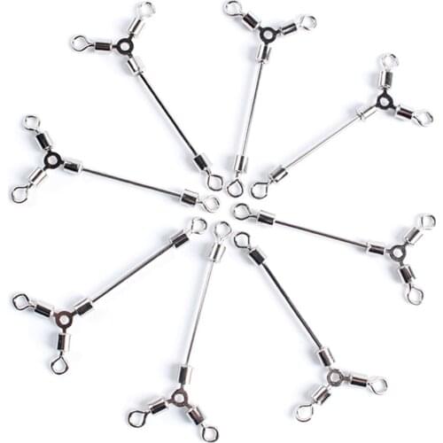 70pcs 3 Way Fishing Swivels Long Leg O-shape Rolling Swivels Fishing Tackle